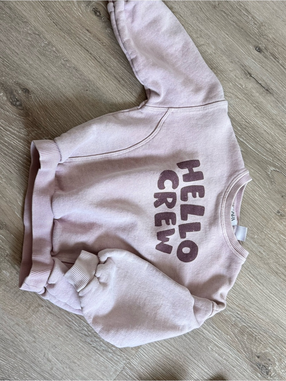 Zara Light Pink 'Hello Crew' Sweatshirt
